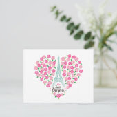 Carte Postale Paris Bonjour | Coeur floral (Debout devant)