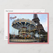 Carte Postale Paris Carousel (& Tour Eiffel) avec texte (Devant / Derrière)