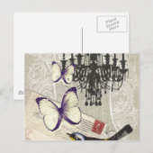Carte Postale Paris chandelier butterfly bird modern vintage (Devant / Derrière)
