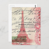 Carte Postale Paris chic scripts français dentelle tour eiffel r (Devant / Derrière)