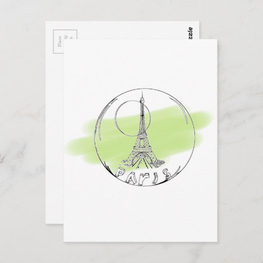 Carte Postale paris dans une boule de verre (Devant / Derrière)