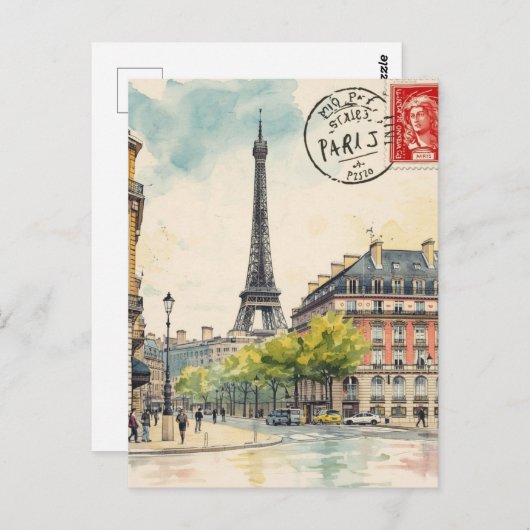 Carte Postale Paris Eiffel Tower (Devant / Derrière)