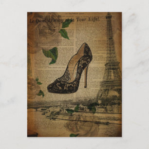 Carte Postale Paris eiffel tower vintage girly shoes