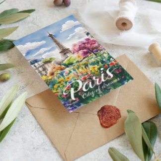Carte Postale Paris En Fleur : Un rêve d'aquarelle
