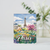 Carte Postale Paris En Fleur : Un rêve d'aquarelle (Debout devant)