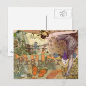 Carte Postale Paris Flapper Art Déco Peacock Vintage (Devant / Derrière)