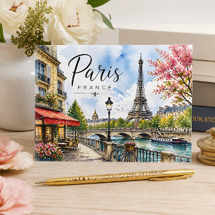 Carte Postale Paris France Aquarelle