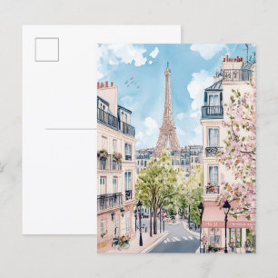 Carte Postale Paris France Aquarelle Peinture Voyage