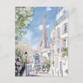 Carte Postale Paris France Aquarelle Peinture Voyage (Devant)