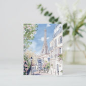Carte Postale Paris France Aquarelle Peinture Voyage (Debout devant)