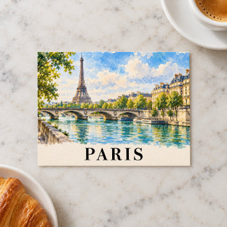 Carte Postale Paris France Aquarelle Tour Eiffel Voyage