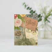 Carte Postale Paris France Art Antique Collage Eiffel Français (Debout devant)