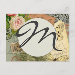 Carte Postale Paris France Art Antique Collage Eiffel Français