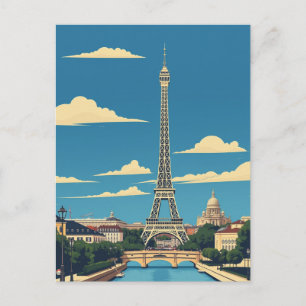 Carte Postale Paris, France Art de Voyage Vintage