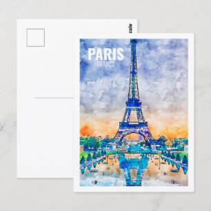 Carte Postale Paris France Célèbre Lieu de Voyage Aquarelle croq