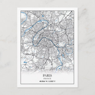 Carte Postale Paris-France-City Plan Voyage simple
