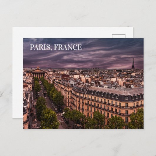 Carte Postale Paris France En soirée Skyline Tour Eiffel Photo (Devant / Derrière)