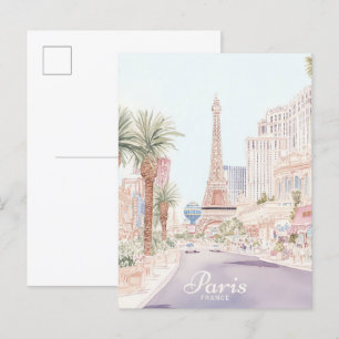 Carte Postale Paris France Illustration Gouache Voyage