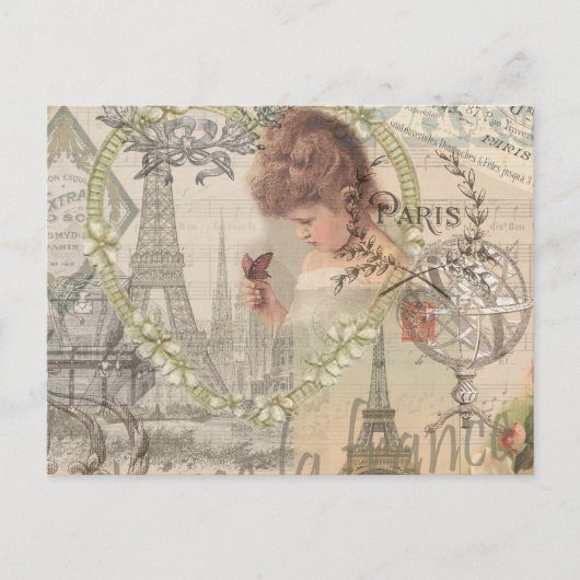 Carte Postale Paris France Jolie fille Eiffel (Devant)