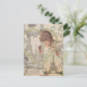 Carte Postale Paris France Jolie fille Eiffel (Debout devant)