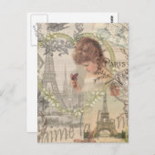 Carte Postale Paris France Jolie fille Eiffel (Devant / Derrière)