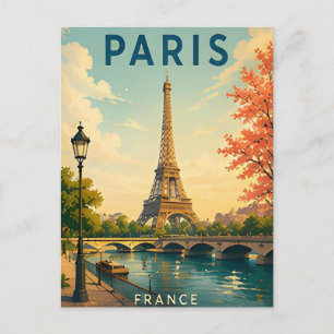 Carte Postale Paris France Rivière Seine Tour Eiffel Romance