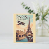 Carte Postale Paris France Tour Eiffel Avion Vintage (Debout devant)