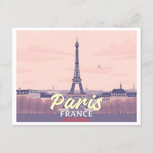 Carte Postale Paris France Tour Eiffel Pastel Design Voyage
