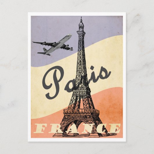 Carte Postale Paris, France, Tour Eiffel, Style Vintage (Devant)