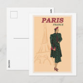 Carte Postale Paris France Travel Mode Retro (Devant / Derrière)