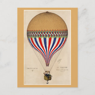 Carte Postale Paris France Vintage Hot Air Balloon Travel