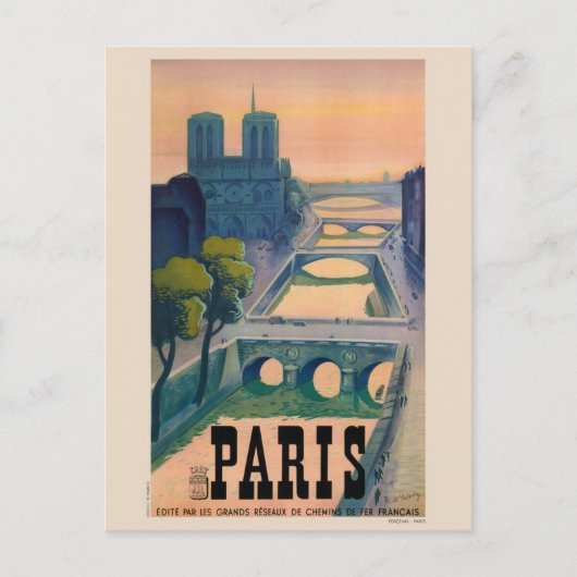 Carte Postale Paris France Vintage Travel Poster 1937 (Devant)