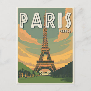 Carte Postale Paris France Vintage voyage Tour Eiffel