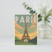 Carte Postale Paris France Vintage voyage Tour Eiffel (Debout devant)