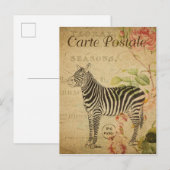 Carte Postale Paris France Vintage Zebra Travel (Devant / Derrière)