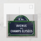 Carte Postale Paris French Street Signes Champs Elysées (Devant / Derrière)