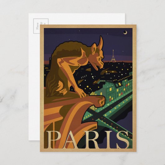 Carte Postale Paris - Gargoile (Devant / Derrière)