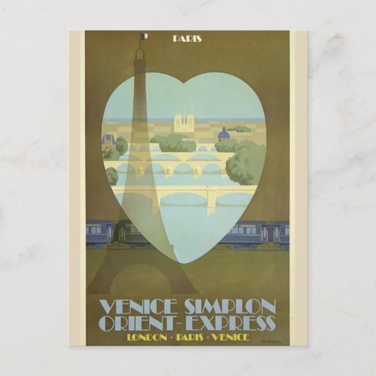 Carte postale Paris Heart Vintage voyage (Devant)