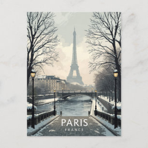 Carte Postale Paris Hiver Neige Tour Eiffel