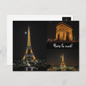 Carte postale Paris la nuit ! (Devant / Derrière)