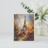 Carte Postale Paris La Tour Eiffel Peinture Abstraite à l'huile (Debout devant)