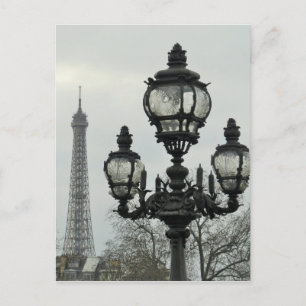 Carte Postale Paris Lamp Post and Eiffel Tower Scene