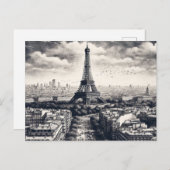 Carte Postale Paris Landmark noir et blanc (Devant / Derrière)