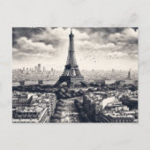 Carte Postale Paris Landmark noir et blanc (Devant)