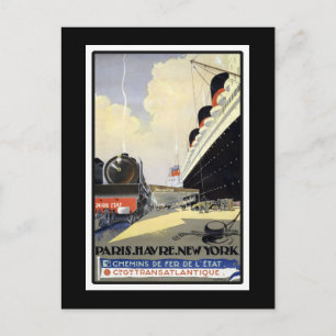 Carte Postale Paris, Le Havre, New York Vintage voyage