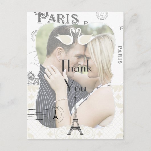 Carte Postale Paris Mariage Thème Merci (Devant)