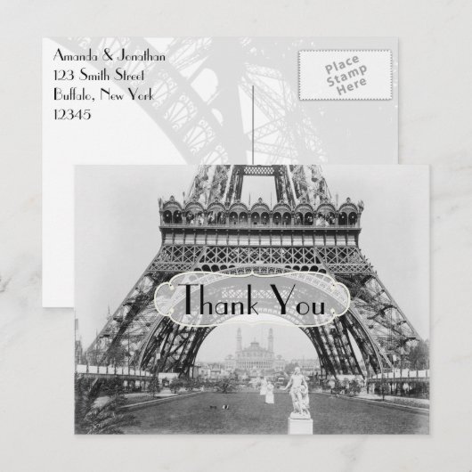 Carte Postale Paris Merci à thème (Devant / Derrière)