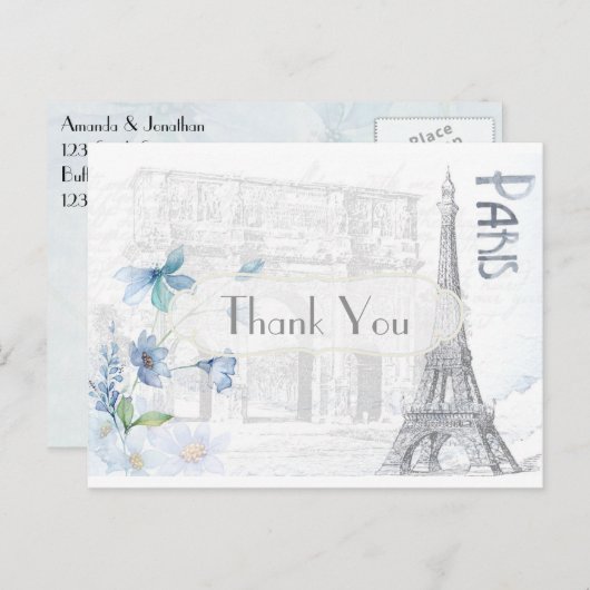 Carte Postale Paris Merci à thème (Devant / Derrière)