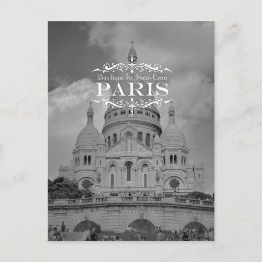 Carte postale Paris Noir et Blanc Sacré Coeur (Devant)