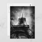 Carte postale Paris Noir et Blanc, Tour Eiffel (Devant / Derrière)